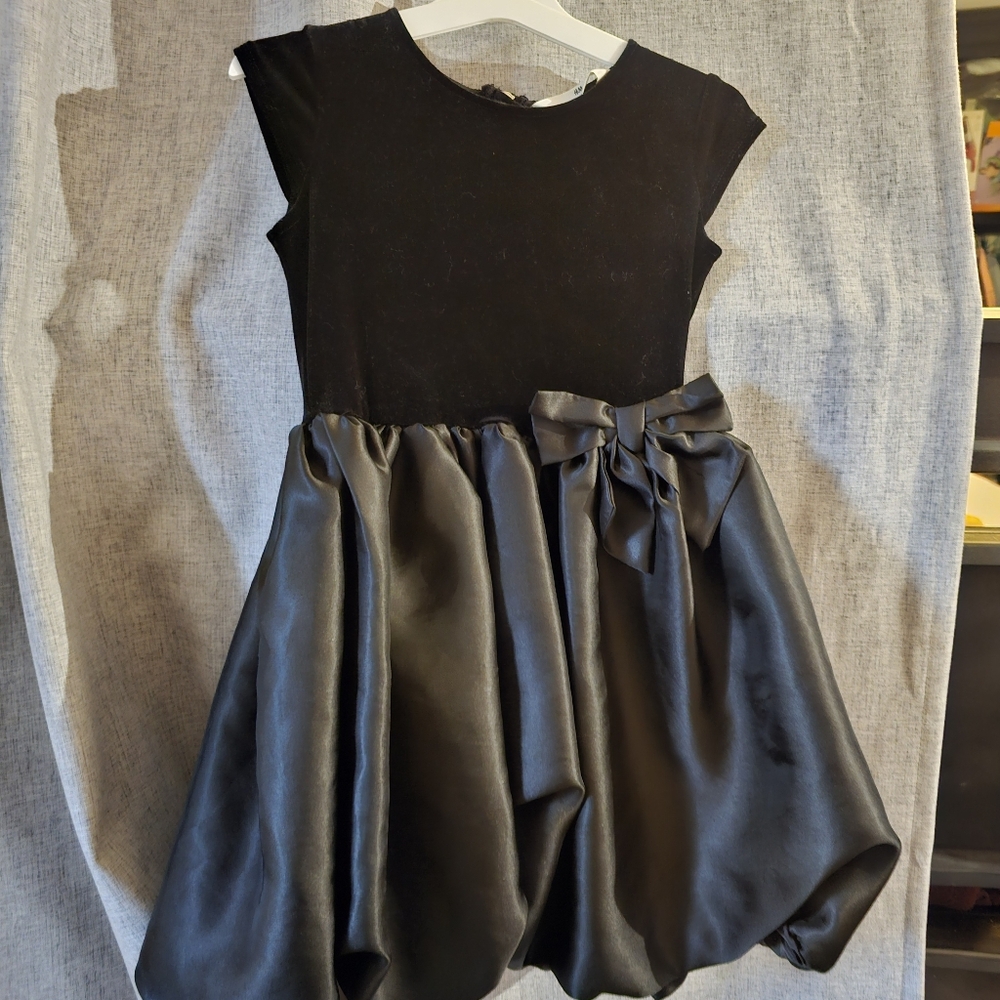H&M Black Satin Kids Dress with Bow